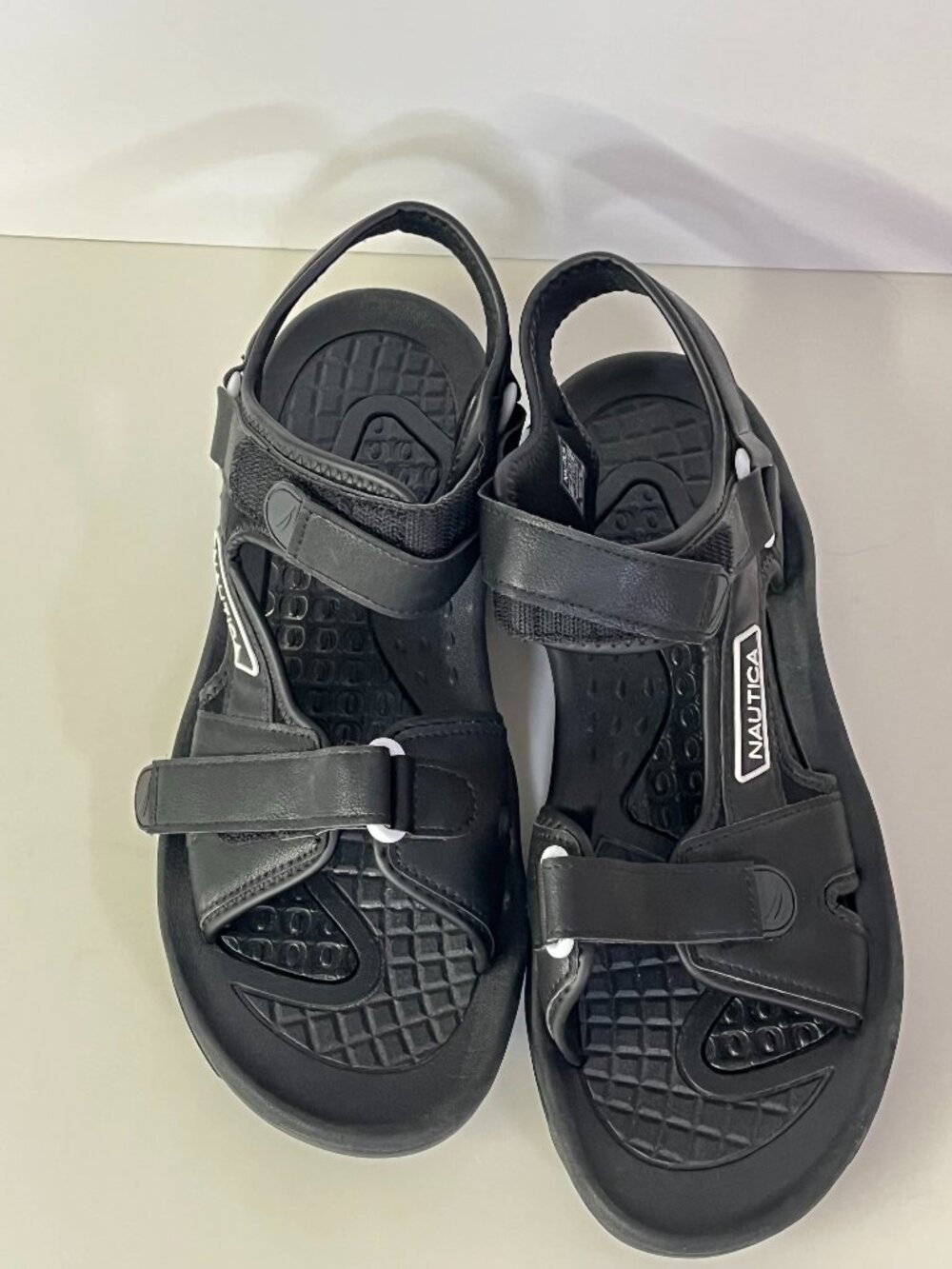 Nautica Men's Bulty Strappy Sport Beach Trails Sandals Black Open Toe Size 13